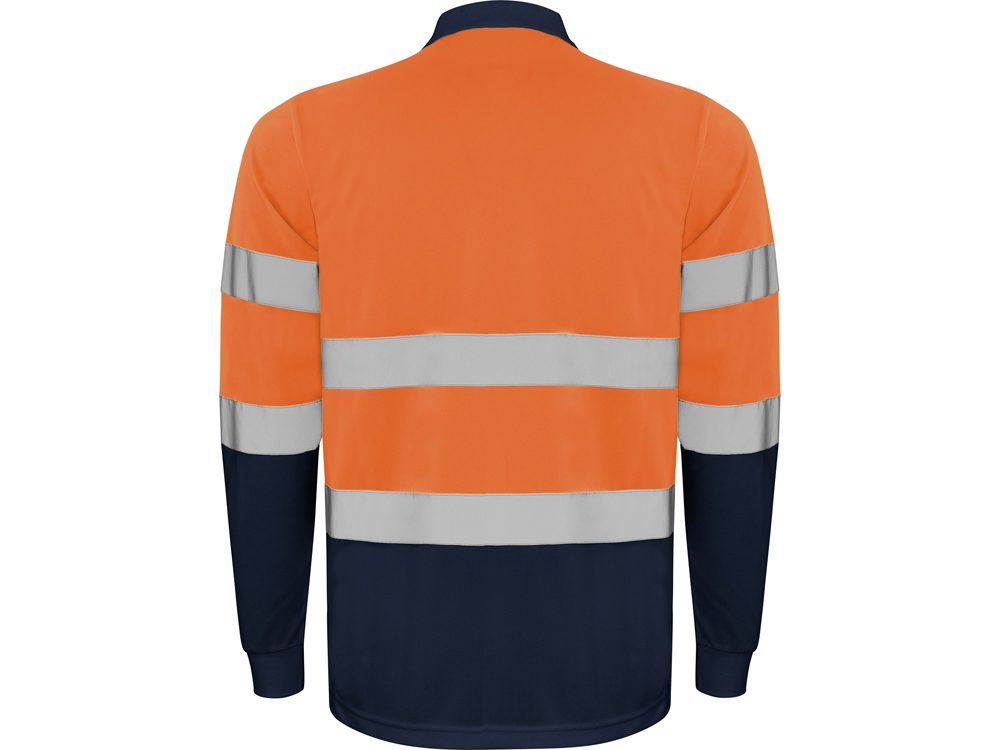 Поло Polaris мужское c длинным рукавом, нэйви/неоновый оранжевый-1