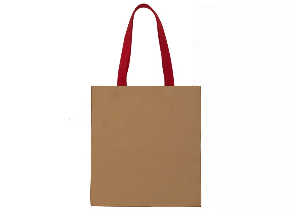 Сумка-шоппер Papyrus из моющейся крафт-бумаги, натруальный/красный-3