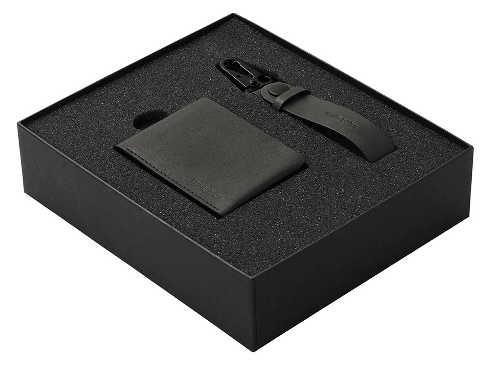 Подарочный набор Long River: кошелек, ремешок для ключей, черная коробка-1