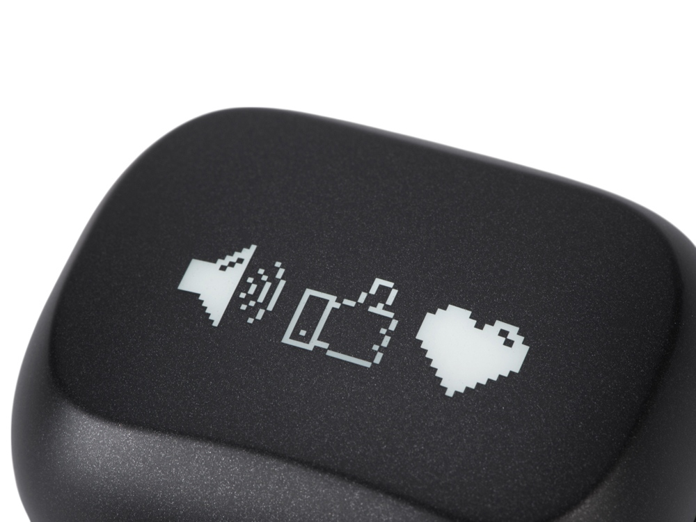 Беспроводные наушники с шумоподавлением c подсветкой лого Lites, черные (гравировка)-1