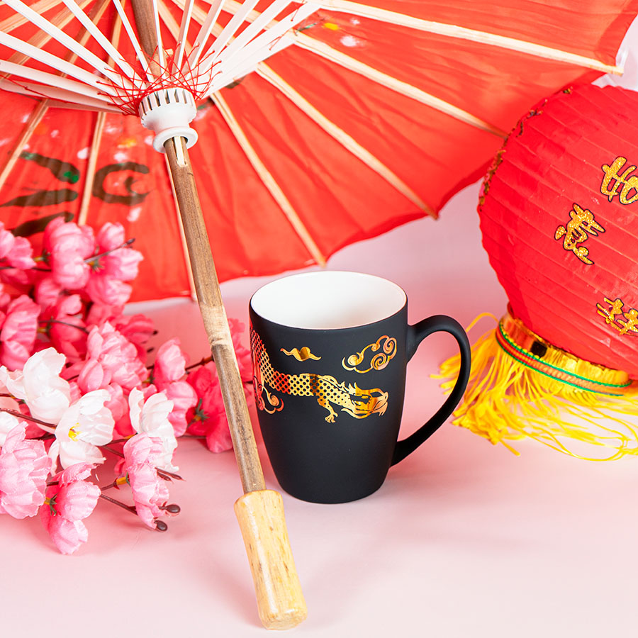 Кружка "Sweet" зеркало золото с прорезиненным покрытием, 350 мл, фарфор, черный, зеркало золото-2