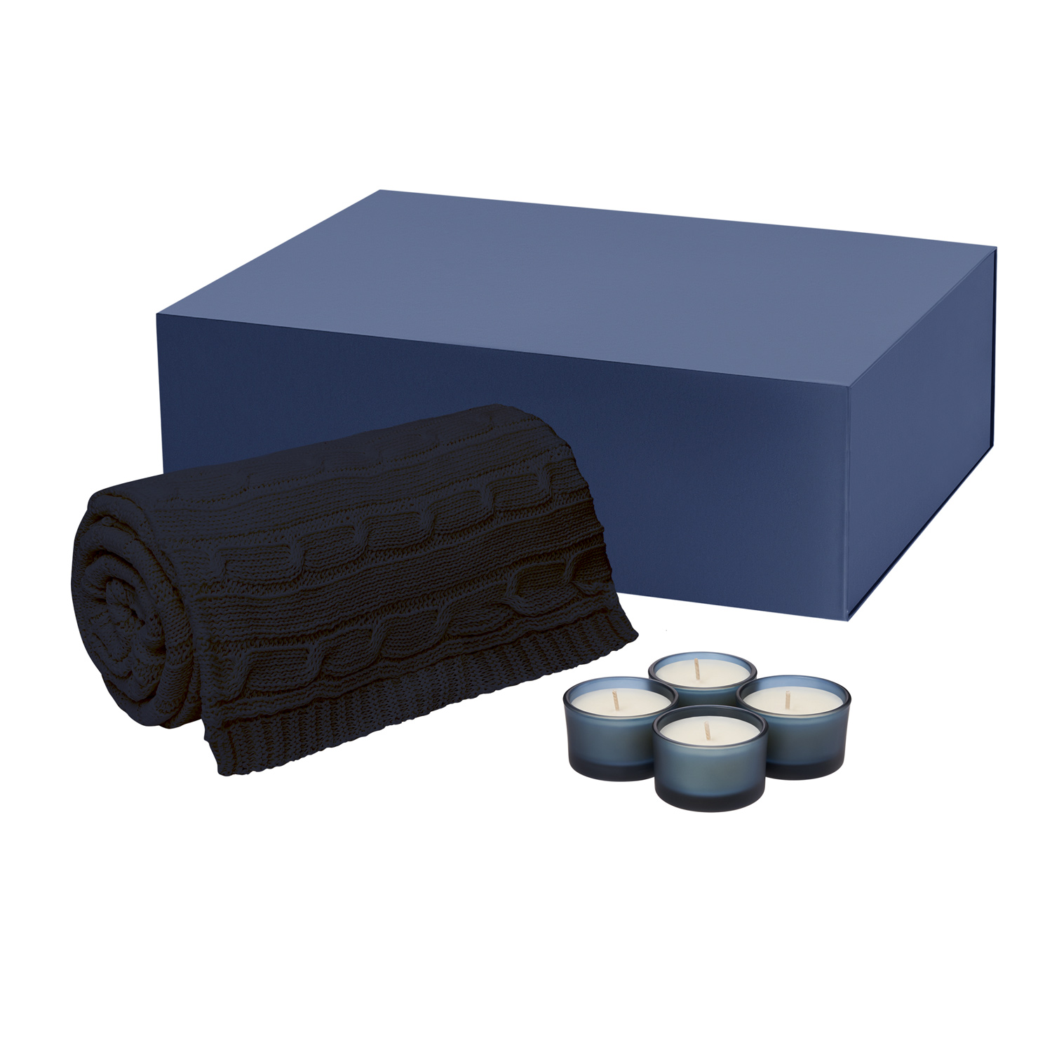 Подарочный набор Sento, Fado, синий (свеча, плед)-0