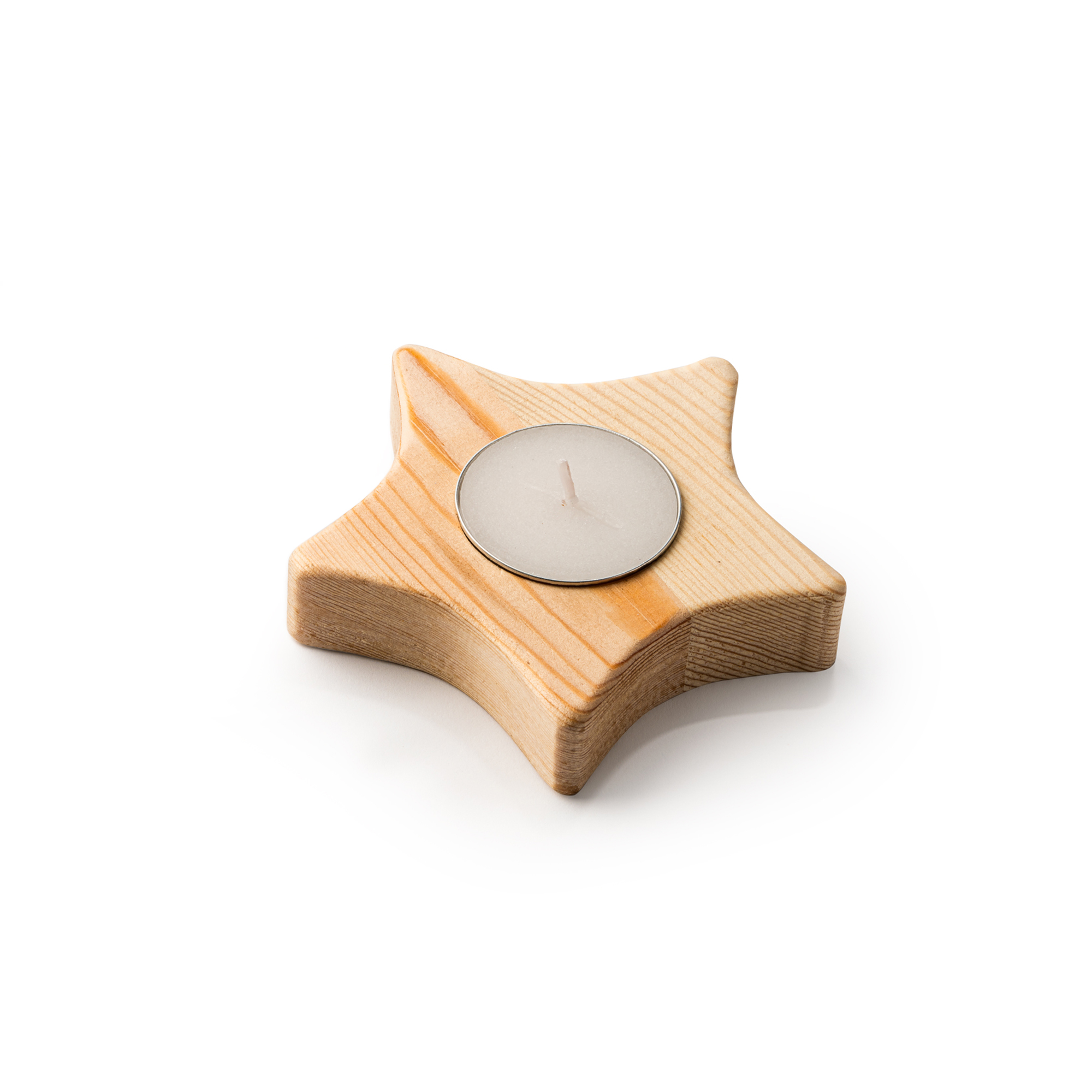 Деревянная свеча MAKA, Бежевый (форма звезды)-0