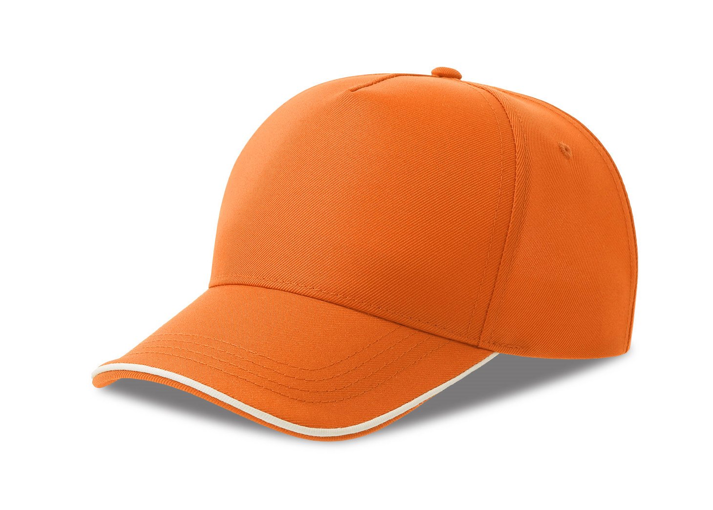 Бейсболка RECY FIVE PIPING, 5 клиньев, застежка-липучка, оранжевый, белый-0