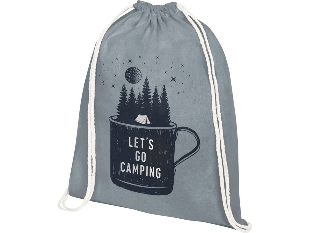 Рюкзак со шнурком Tenes из хлопка плотностью 140 г/м2, серый-2