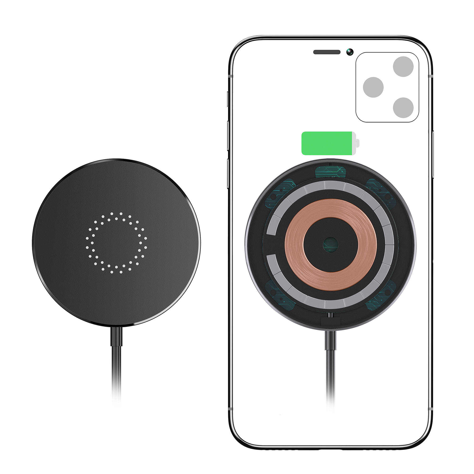 Магнитное беспроводное (15W) зарядное устройство "Magic SOFTTOUCH", покрытие soft touch-2