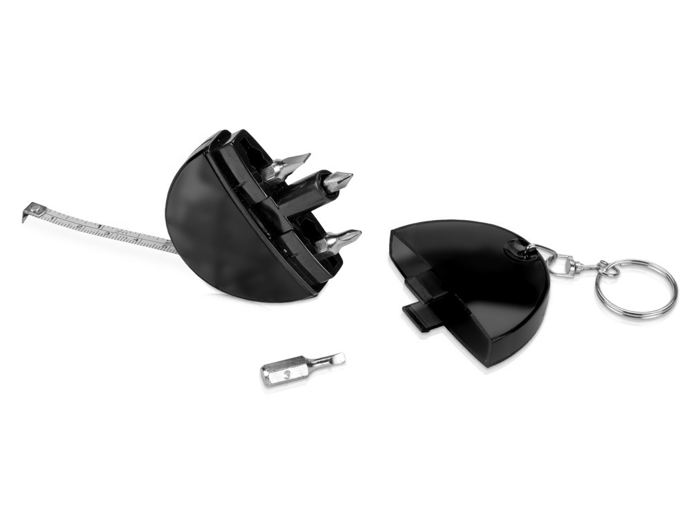 Брелок-рулетка с набором отверток и фонариком, серый-2