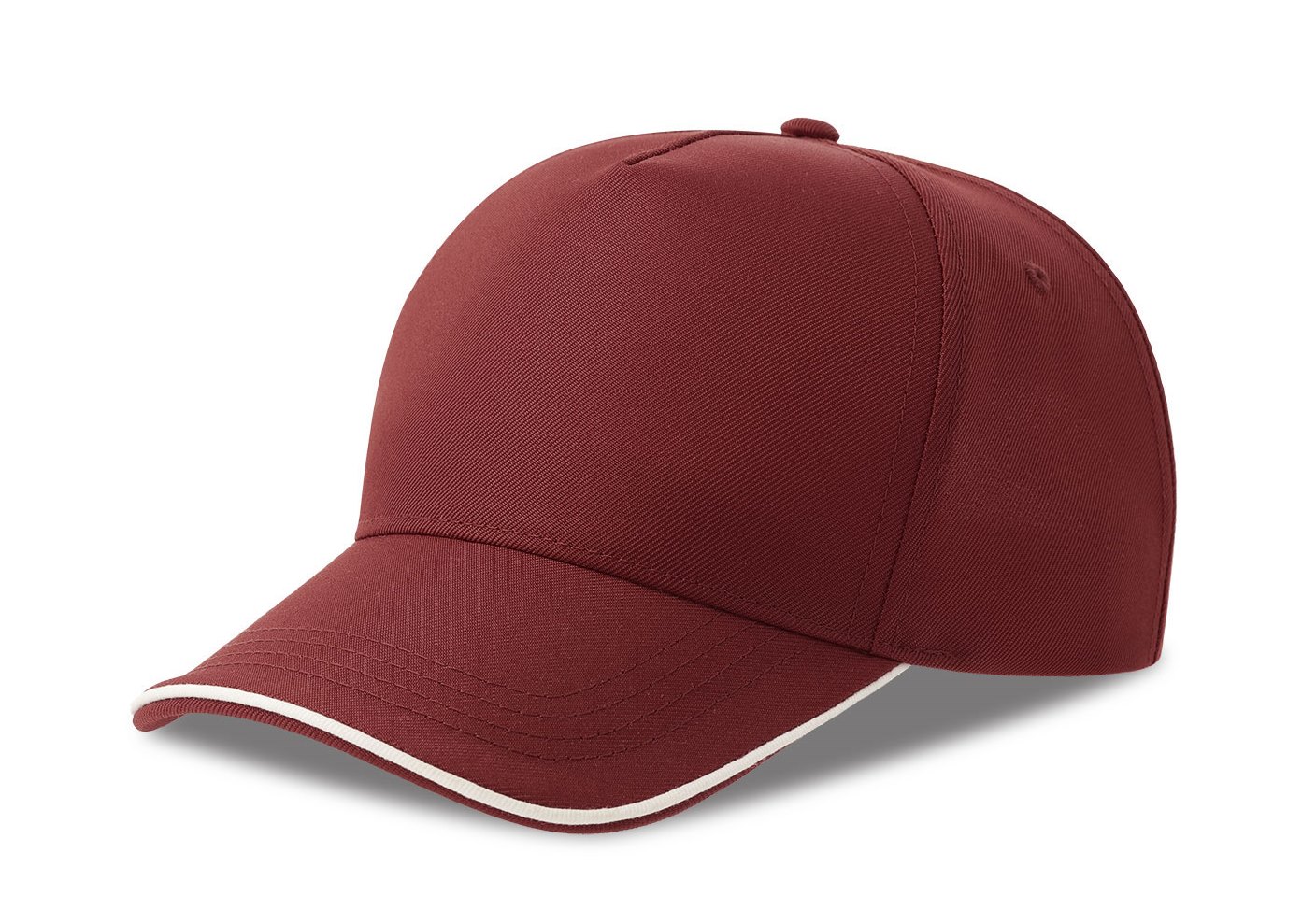 Бейсболка RECY FIVE PIPING, 5 клиньев, застежка-липучка, бордовый, белый-0