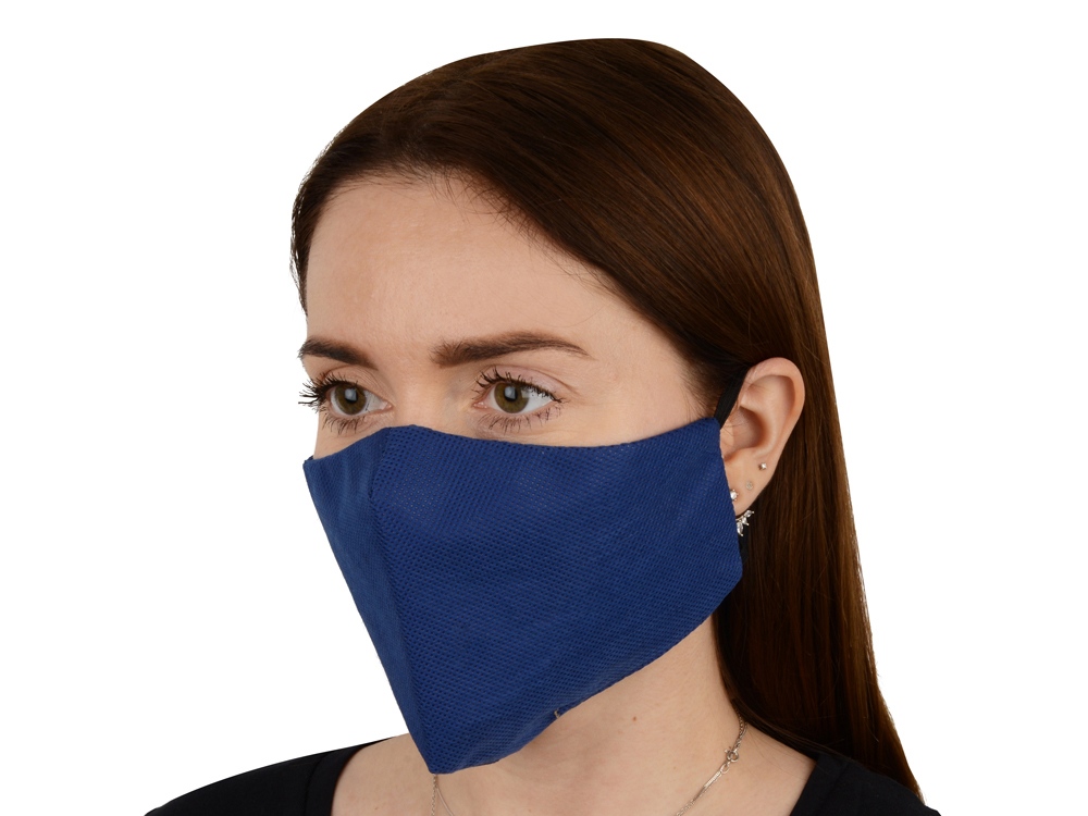 Маска для лица многоразовая из спанбонда, темно-синий-1