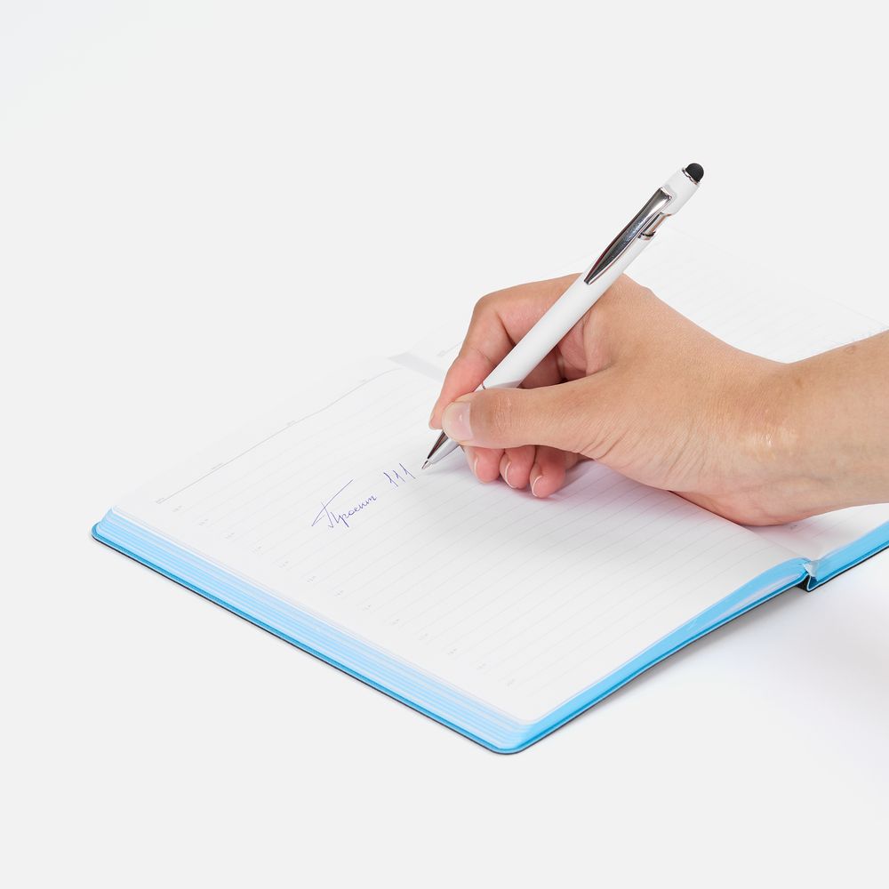 Ручка шариковая Pointer Soft Touch со стилусом, белая-4