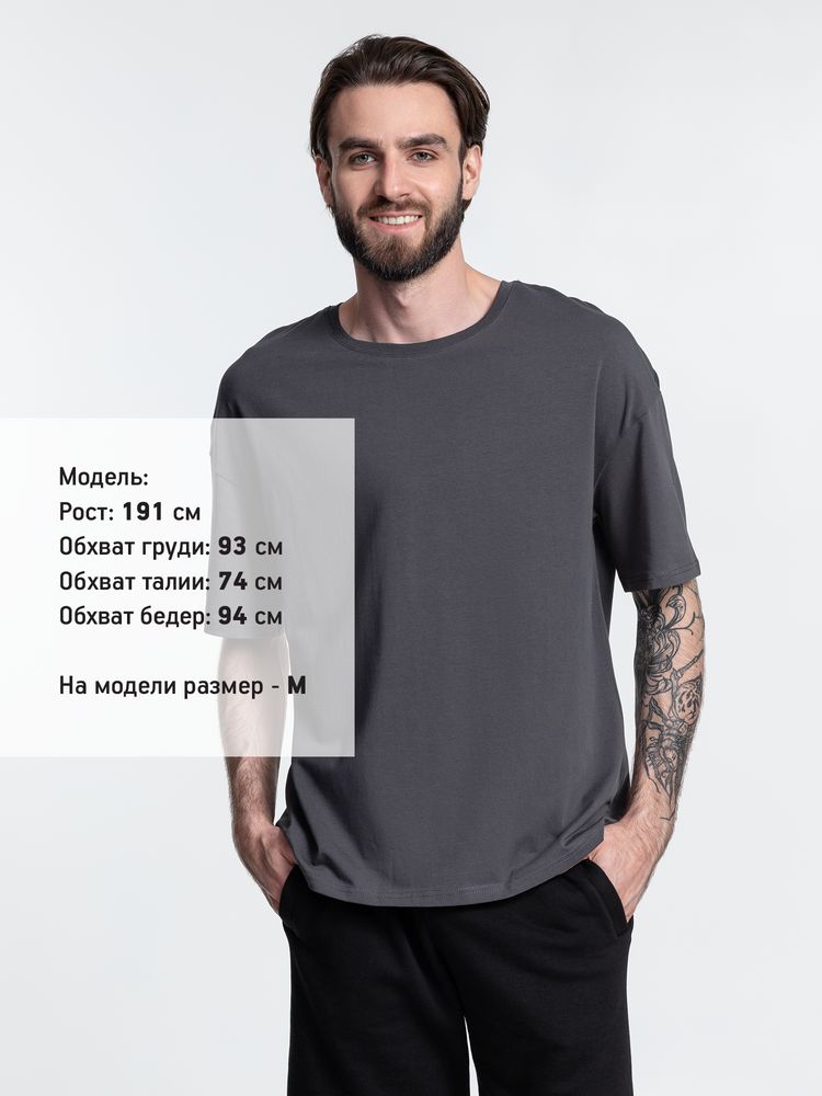 Футболка унисекс оверсайз Crosstown, темно-серая-3