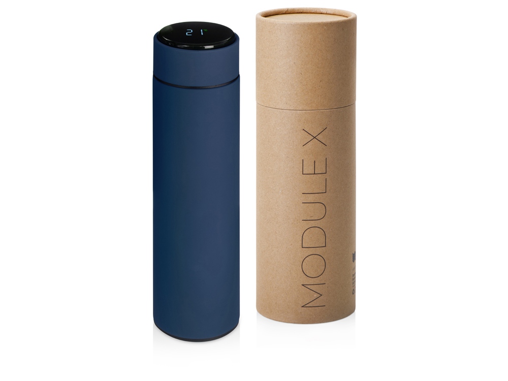 Вакуумный термос Module X с индикатором температуры, 500 мл, тубус, темно-синий-0