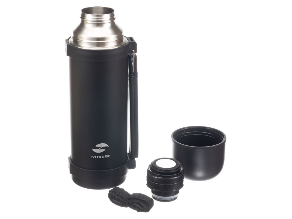 Термос Stinger, 1,2 л, широкий с ручкой, нержавеющая сталь, чёрный, 12,4 х 10,2 х 31,8 см-2