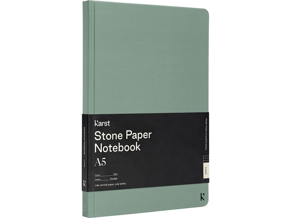 Блокнот в твердом переплете Karst формата A5, зеленый яркий-0