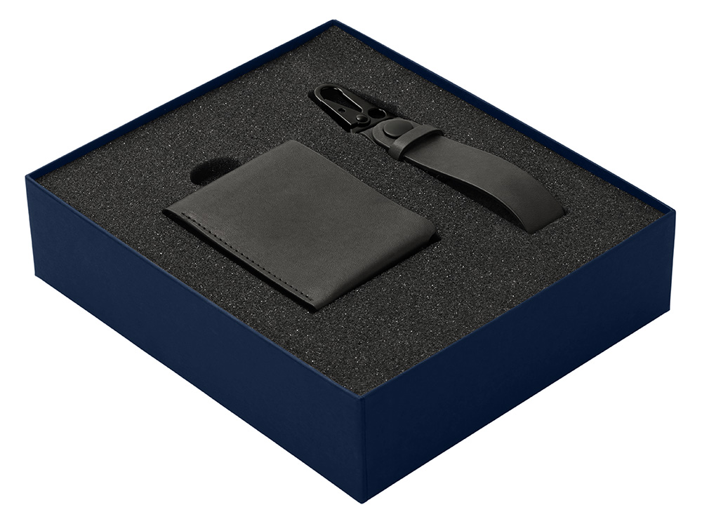 Подарочный набор Long River: кошелек, ремешок для ключей (без лого Long River), синяя коробка-1
