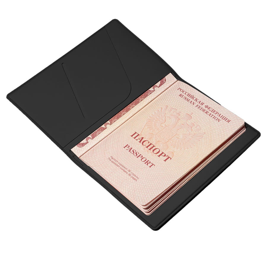 Обложка для паспорта Simply, 13.5 х 19.5 см, черная, PU, черный-2