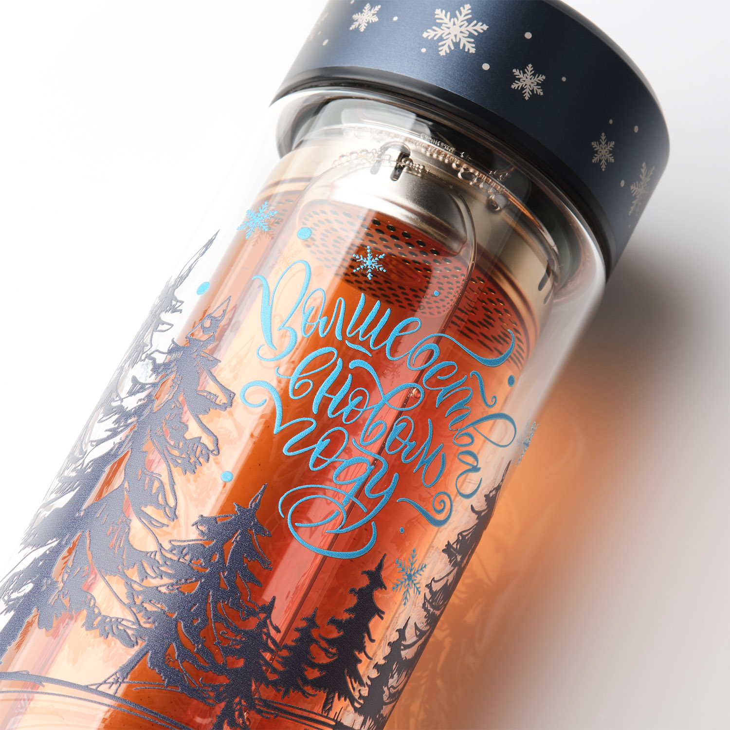 Бутылка стеклянная с двойными стенками Аравия (Aravia), синяя-9