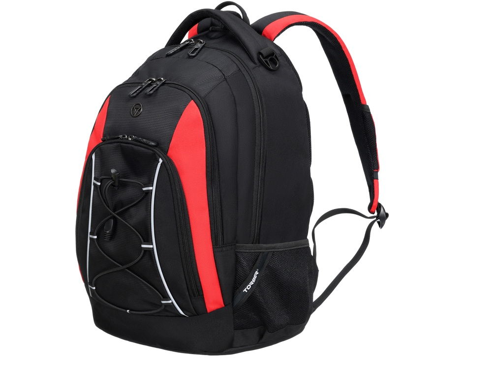 Рюкзак TORBER ROCKIT с отделением для ноутбука 15, черный/красный, полиэстер, 33х19х45 см, 28 л-1