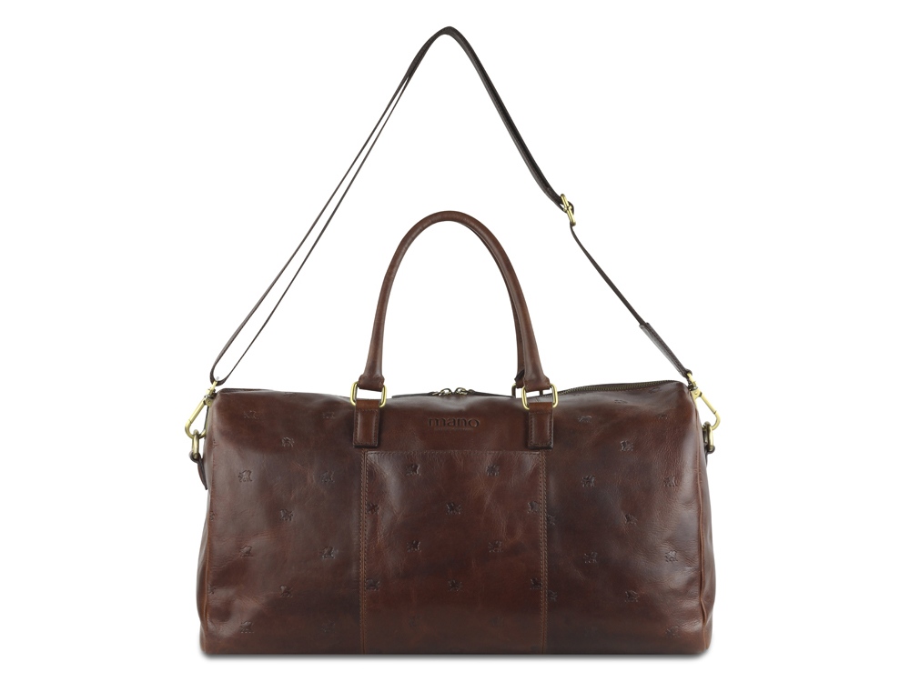 Сумка дорожная Mano Don Leon, натуральная кожа в коричневом цвете, 50 х 27 х 24 см-6