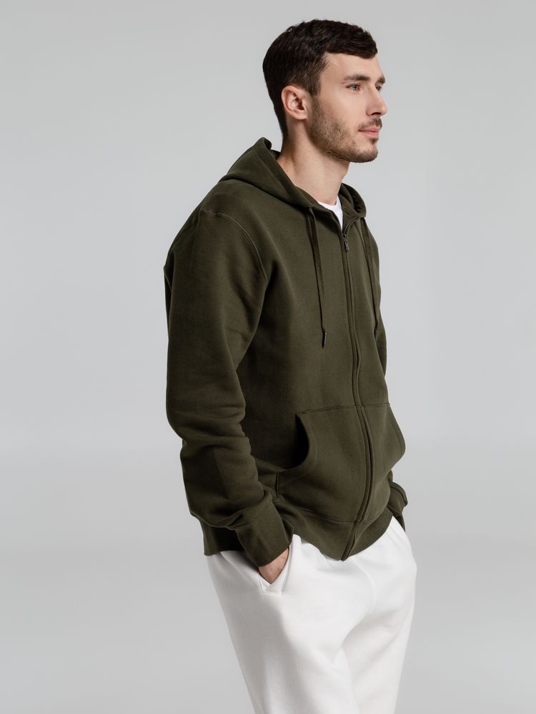 Толстовка на молнии с капюшоном унисекс King, хаки-4