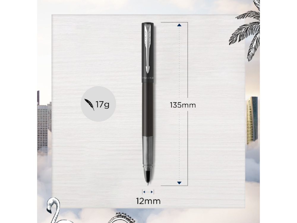 Ручка-роллер Parker Vector XL Black CT, стержень: F, цвет чернил:black, в подарочной упаковке-15