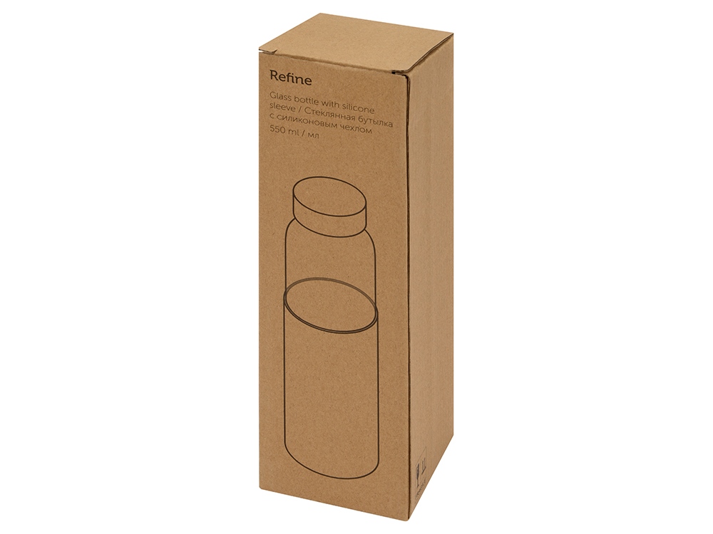 Бутылка для воды стеклянная Refine, в чехле, 550 мл, оранжевый-6