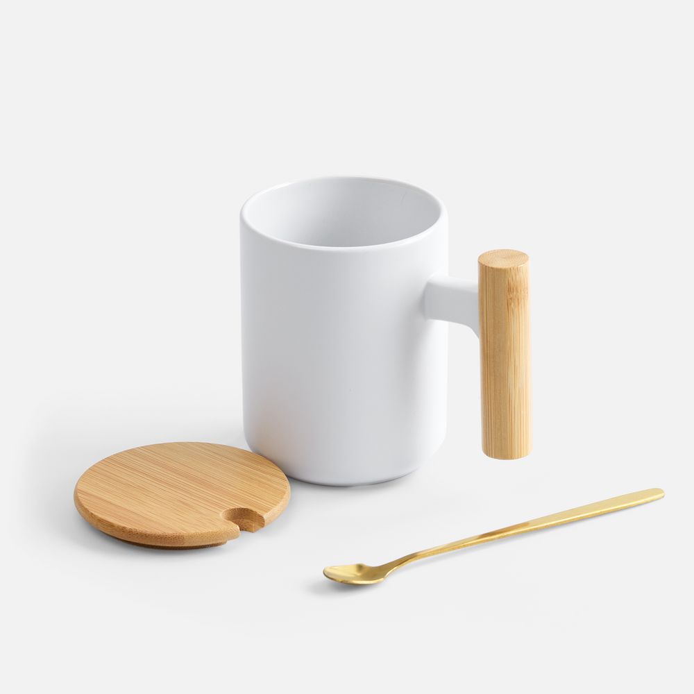 Кружка с ложкой Eco Fusion, белая-1
