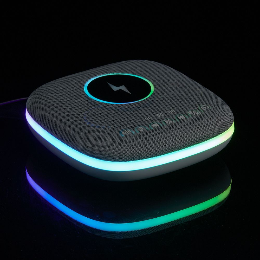 Bluetooth-колонка с беспроводной зарядкой и подсветкой Terrafonic, серая-6