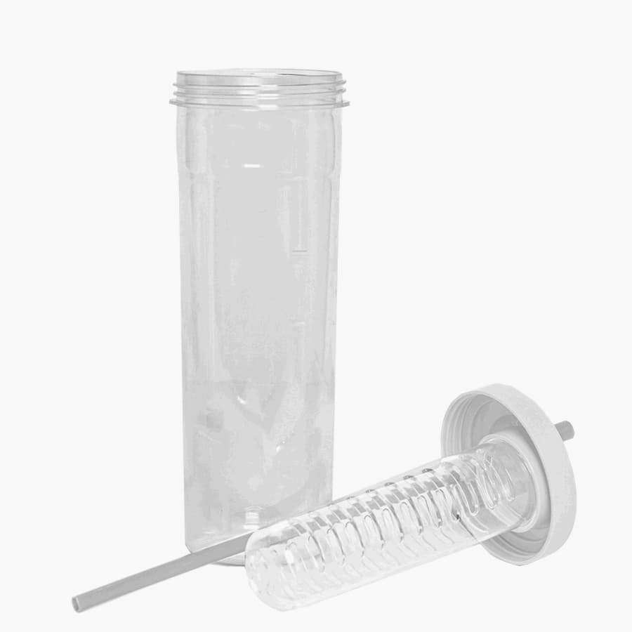 Бутылка для воды LONG DRINK с контейнером для фруктов и трубочкой, 700мл, прозрачный, белый-2