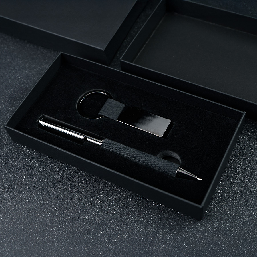 Набор ручка+ брелок COLLISION, черный/темно-серый, металл, пластик, картон, черный, темно-серый-5