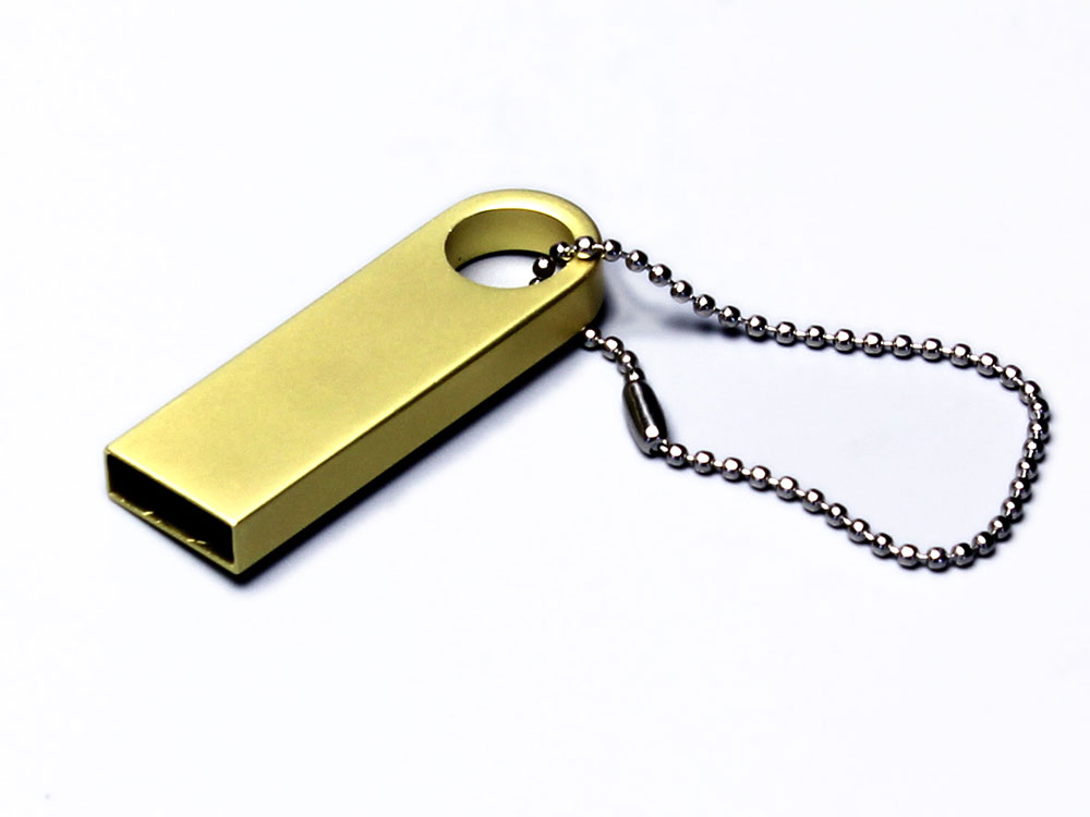 USB 2.0-флешка на 128 Гб с мини чипом и круглым отверстием, золотистый-0