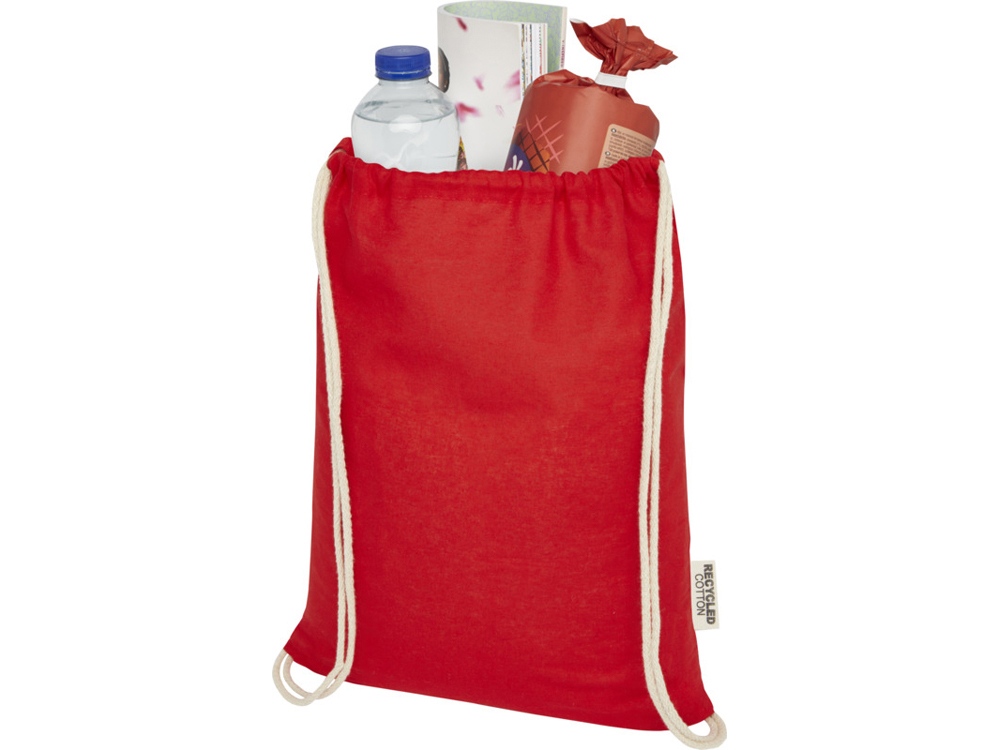 Oregon сумка-кисет из переработанного хлопка, сертифицированного согласно GRS, плотностью 140 г/м² - Красный-2