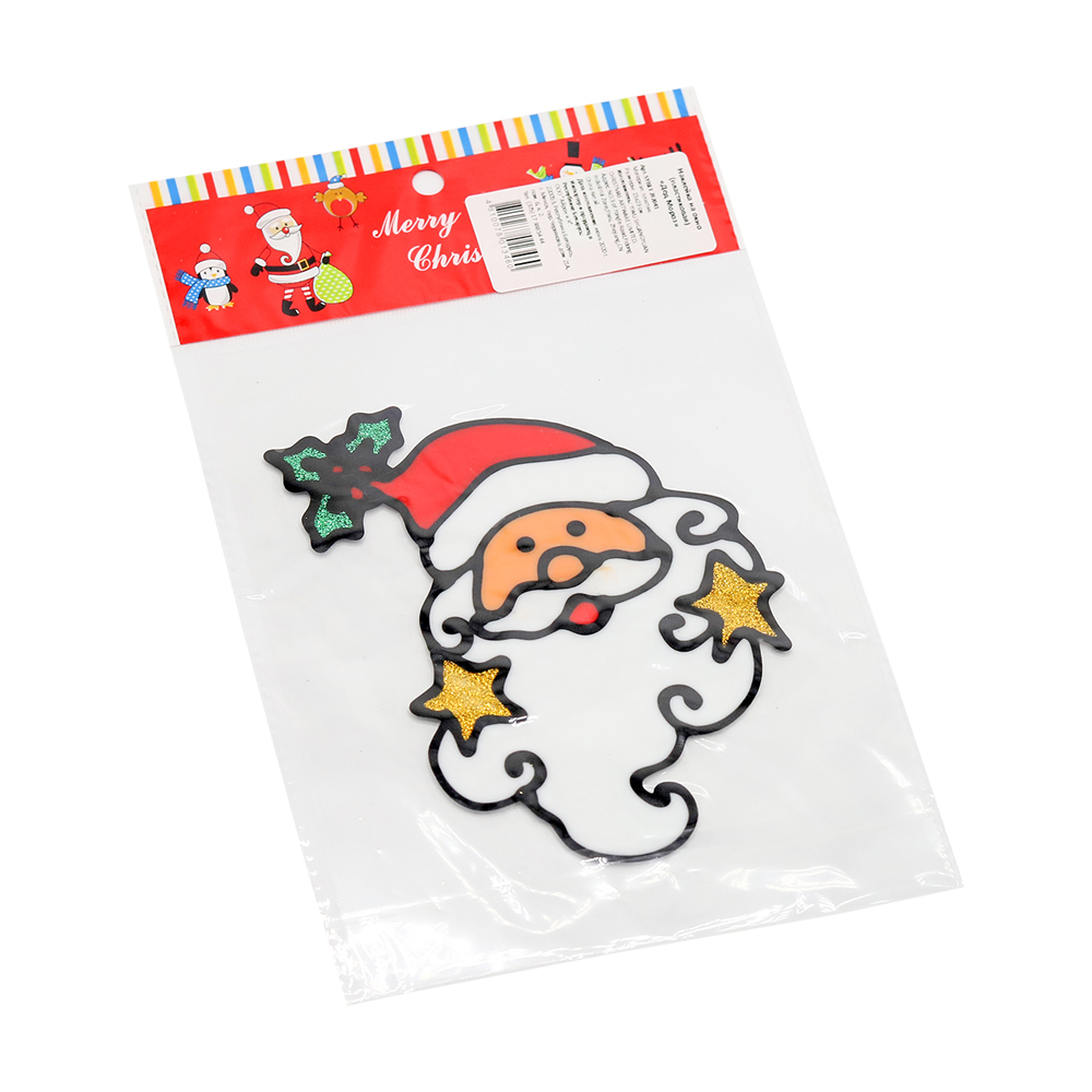 Наклейки на окна (пластиковые) (дед мороз 15*23), Мультиколор-1