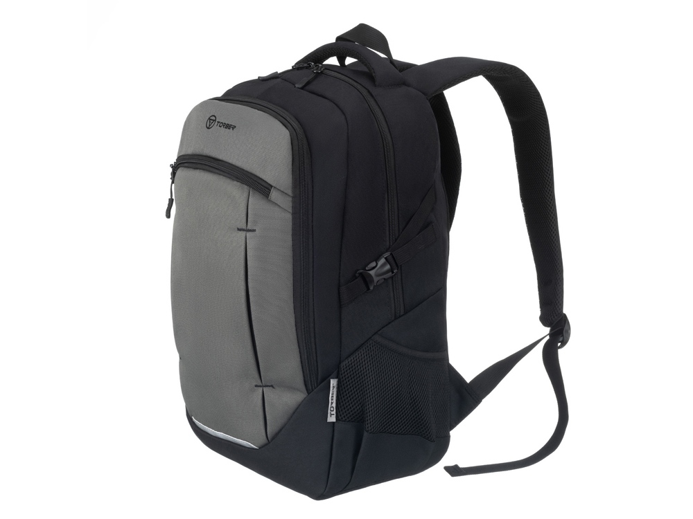 Рюкзак TORBER КЛАСС, чёрно-серый, 46 x 32 x 18 см + Мешок для сменной обуви в подарок!-1