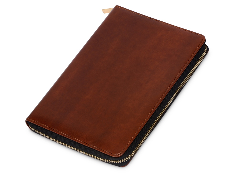 Бизнес-блокнот на молнии А5 Fabrizio, 80 листов,  коричневый-1