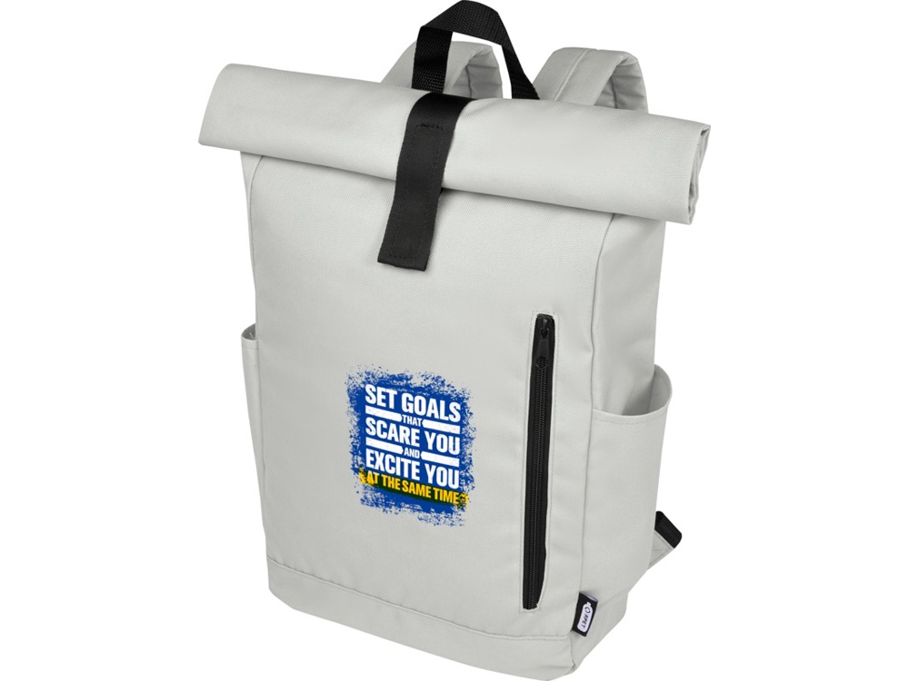 Рюкзак Byron 15,6 объемом 18 л со скручиваемым верхом, изготовленный из переработанного ПЭТ по стандарту GRS, светло-серый-6