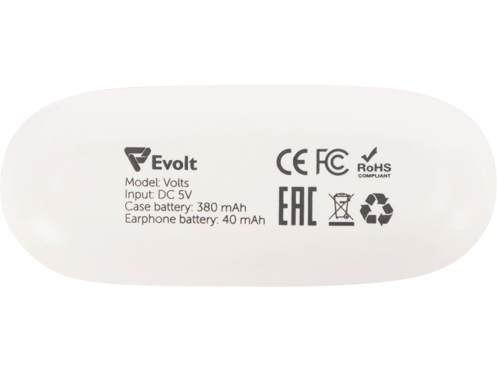 Беспроводные наушники TWS в кейсе Volts. Evolt, белый, пластик-7