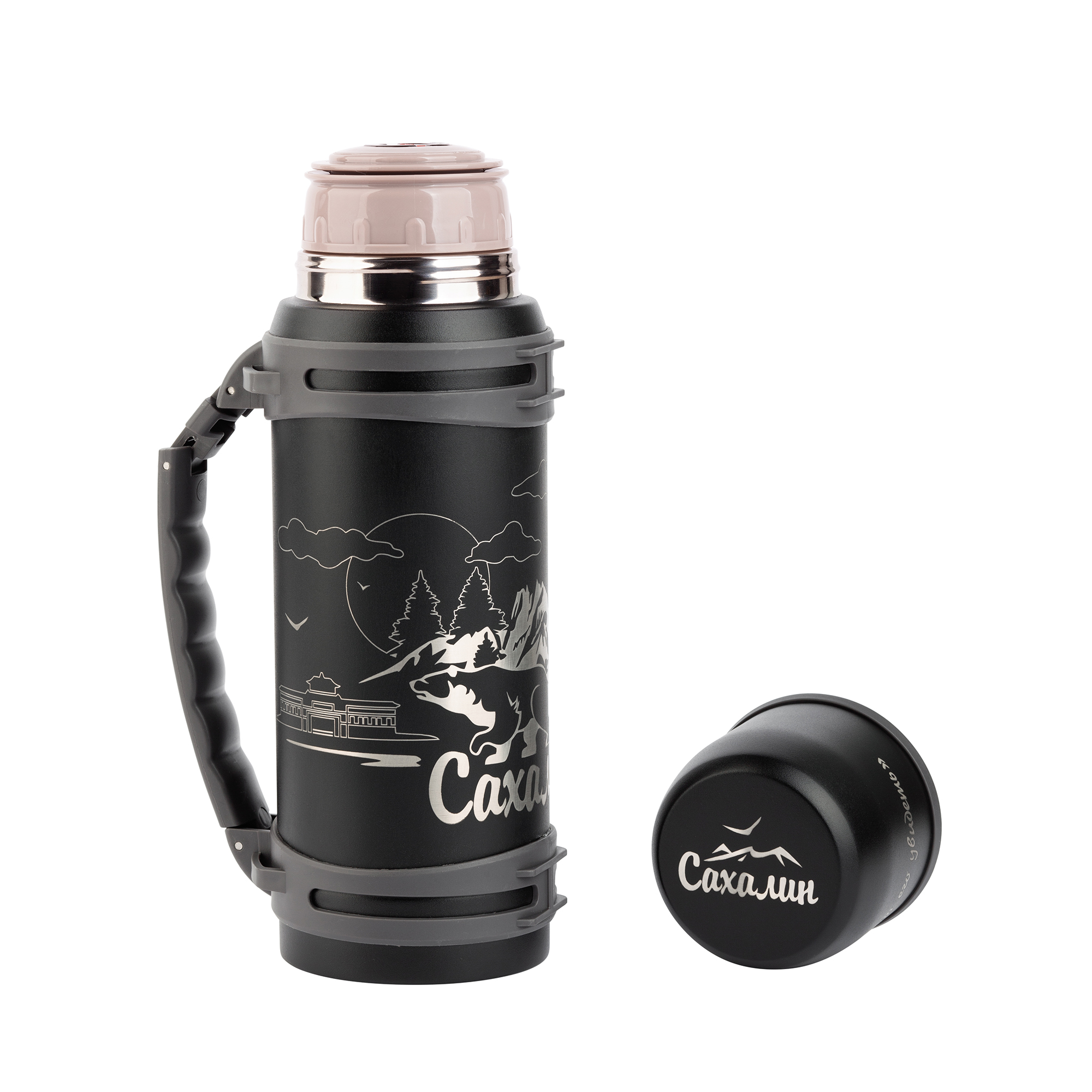 Термос "Сахалин" 1200 мл, покрытие пудра-5