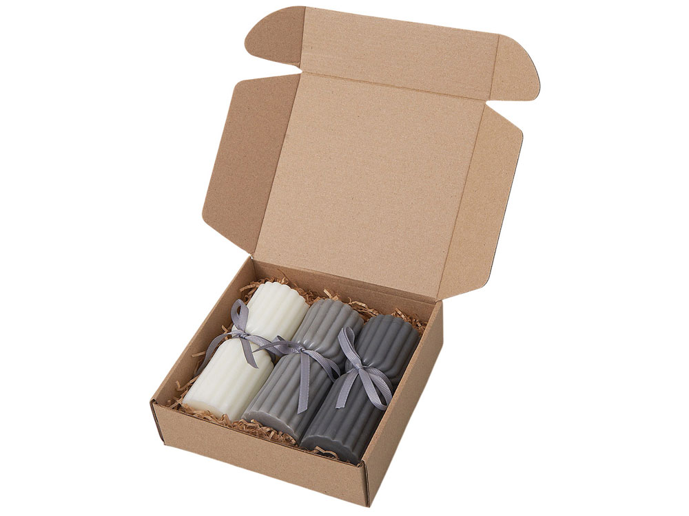 Набор свечей с гранями Vela, темно-серый, белый-1