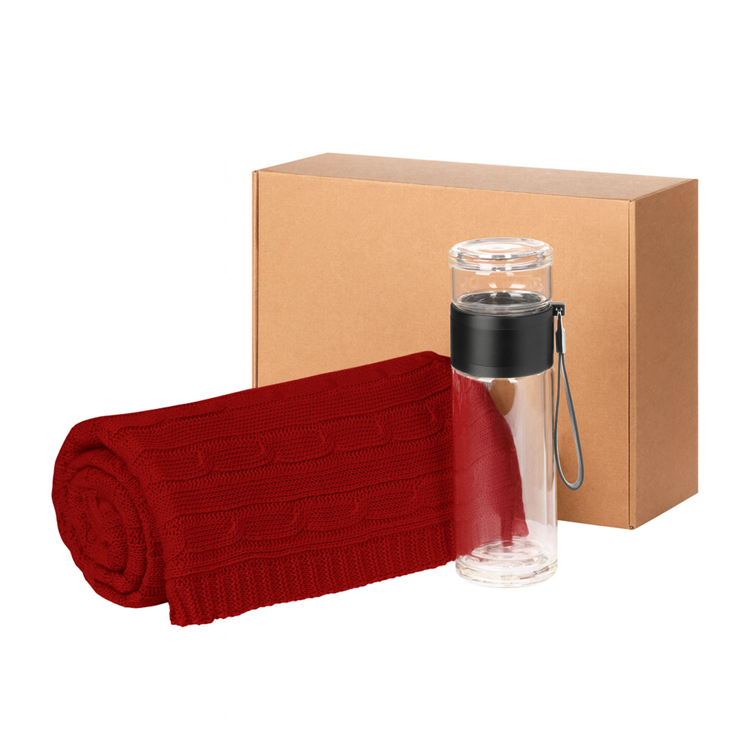 Подарочный набор Терсо (Terso), Фадо (Fado), красный (плед, термобутылка)-0