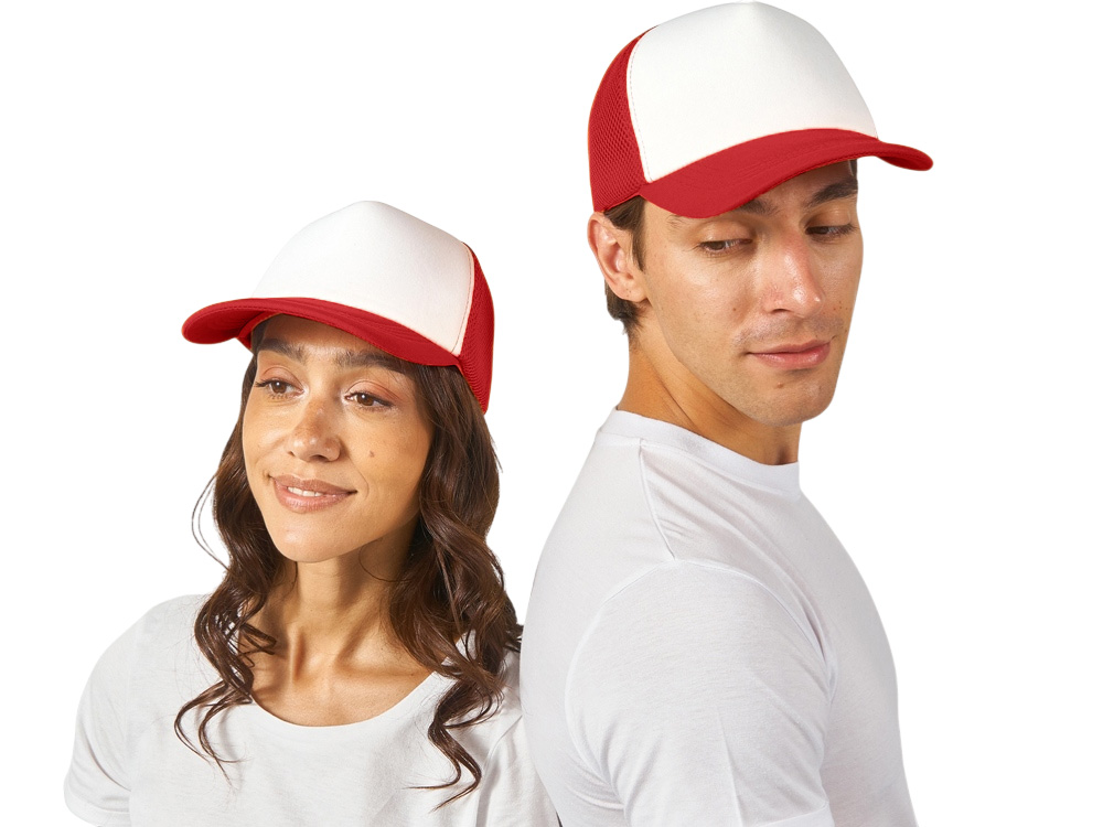 Бейсболка с сеткой Newport, белый/красный-0