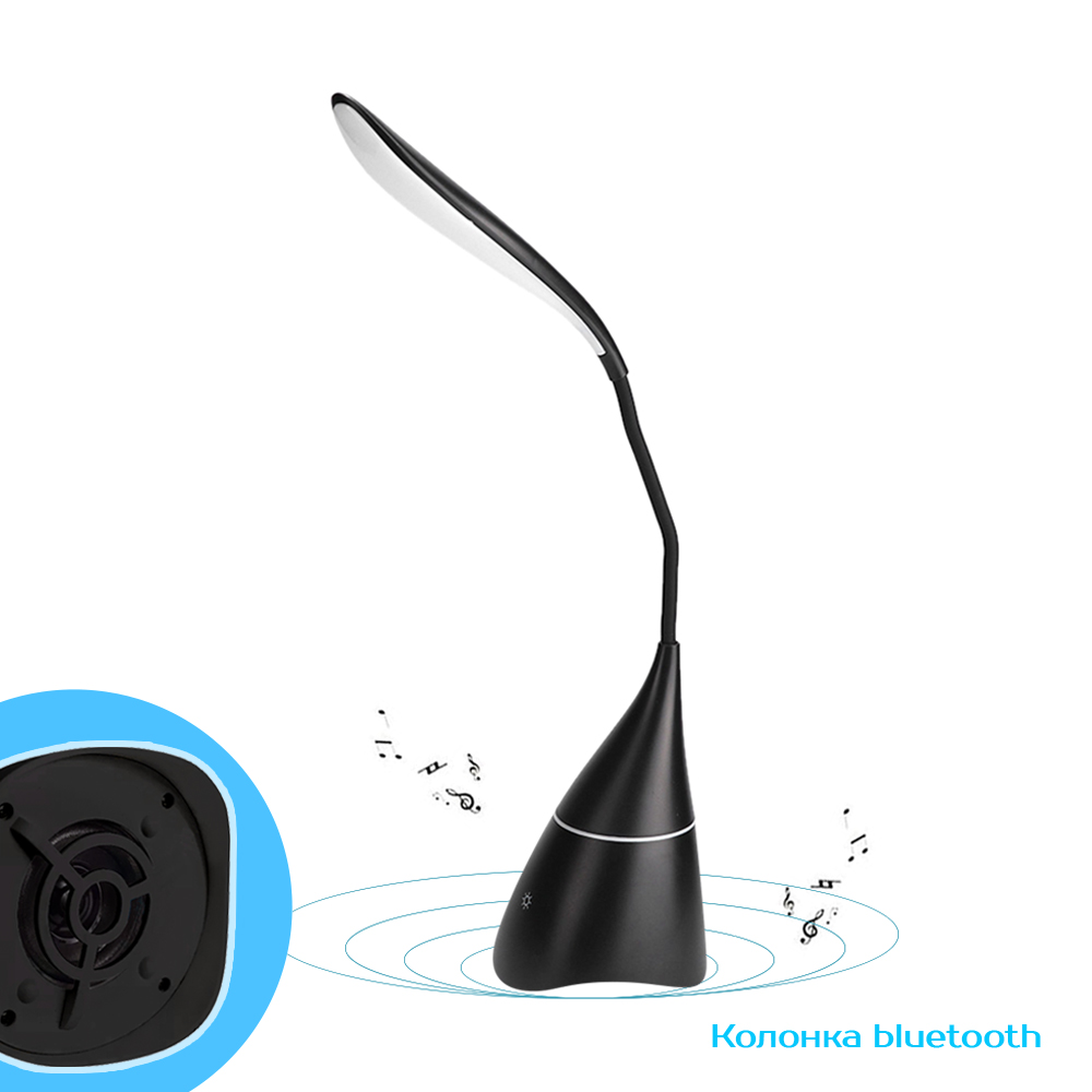 Настольная лампа с колонкой Swanny, Черный-3
