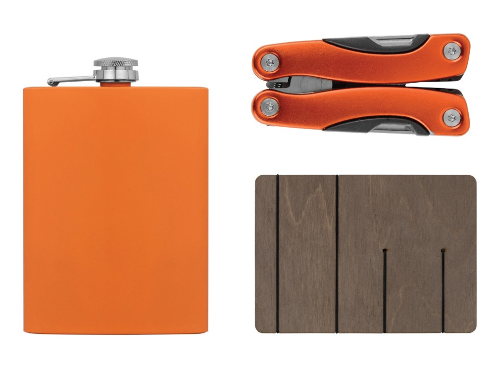 Набор с мультитулом и фляжкой Путешественник 2.0., оранжевый-0