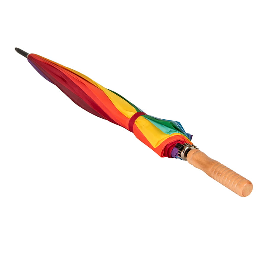 Зонт-трость  "Радуга", деревянная ручка, полуавтомат, разные цвета-5