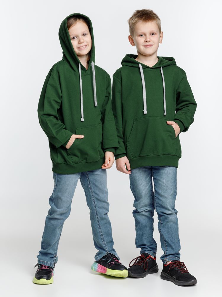 Толстовка с капюшоном детская Kirenga Kids, темно-зеленая-4