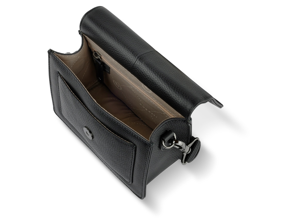 Сумка через плечо женская BUGATTI Elsa, чёрная, воловья кожа/полиэстер, 18,5х8,5х14,5 см-5