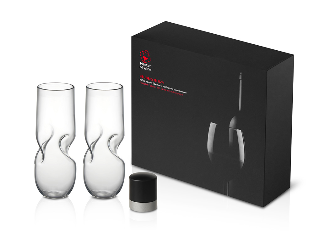 Набор из двух бокалов и пробки для шампанского Bubbly Bliss-0