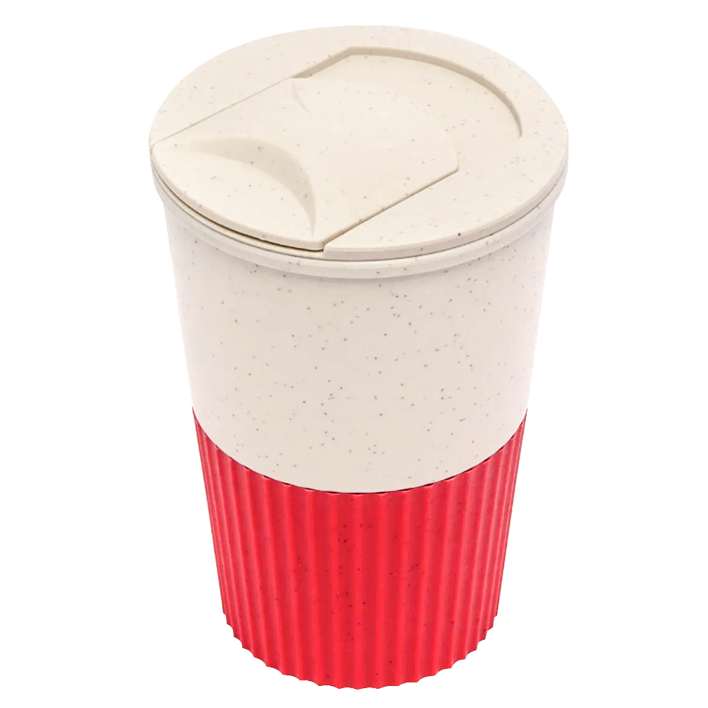 Термостакан пластиковый Wavy с манжетой, Красный-0