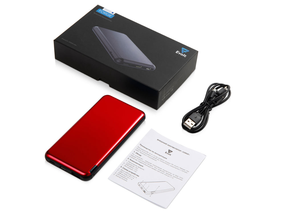 Внешний аккумулятор Forge v.2, металл, 10000mah, красный-6