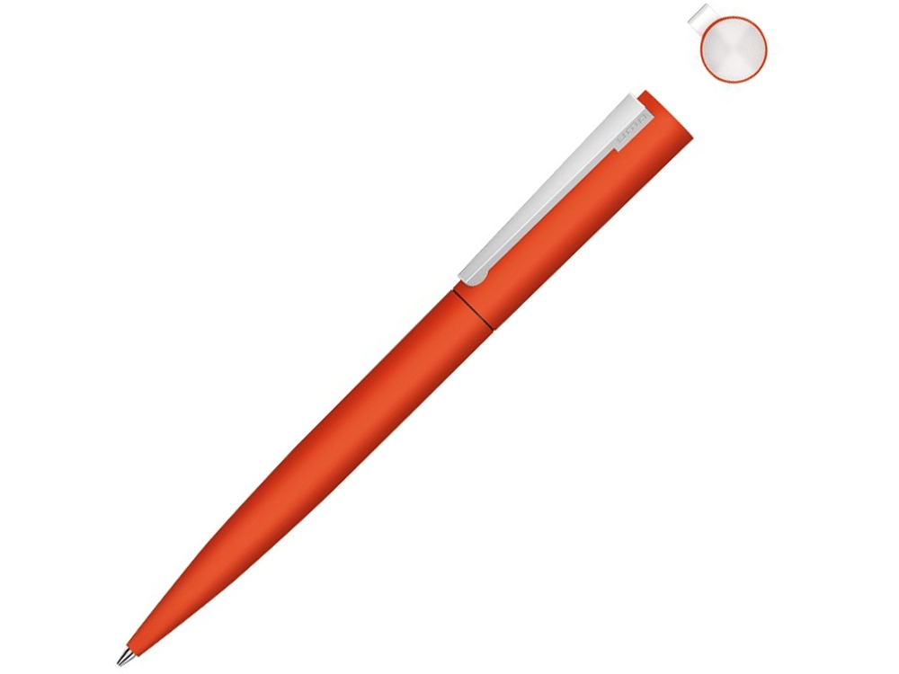 Металлическая шариковая ручка soft touch Brush gum, оранжевый-0